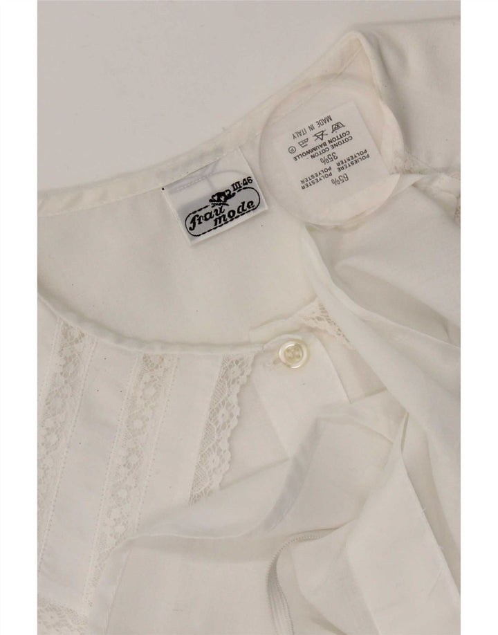 Vintage ærmeløs skjortebluse til kvinder IT 46 Stor hvid polyester