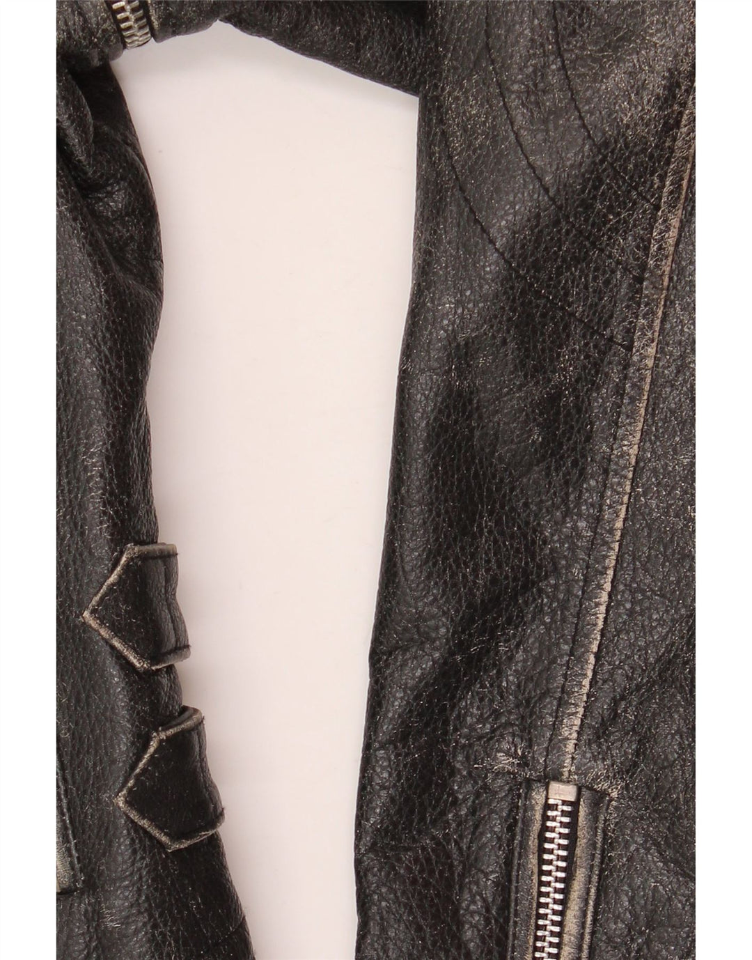 Yuppie Womens Crop Læder Biker Jacket EU 38 Medium Sort Læder