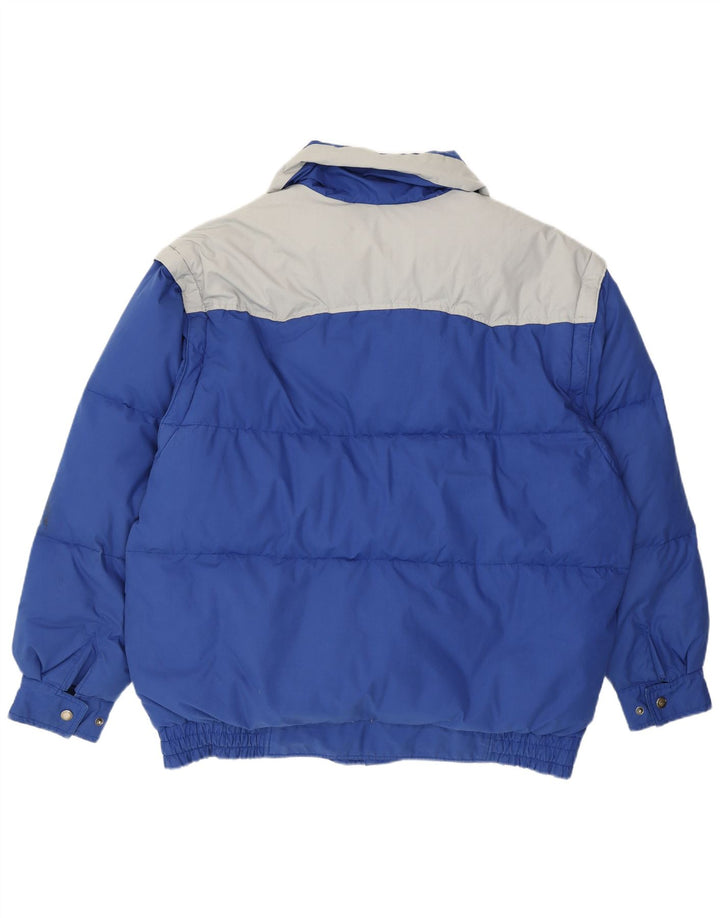 NATUR DAUNEN Mens Padded Jacket UK 40 Large Blue Colourblock Polyester