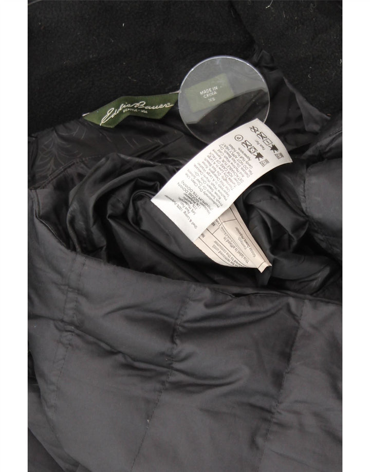EDDIE BAUER Oversized hættepolstret frakke til kvinder UK 6 XS Sort polyester