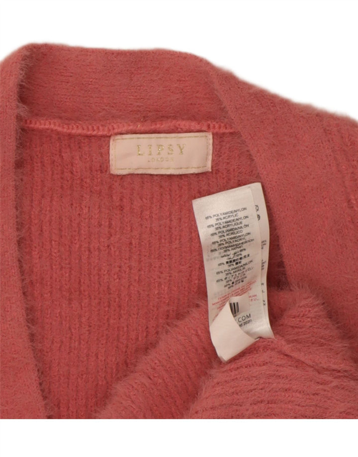 Lipsy Dame Cardigan Sweater UK 12 Medium Pink Nylon
