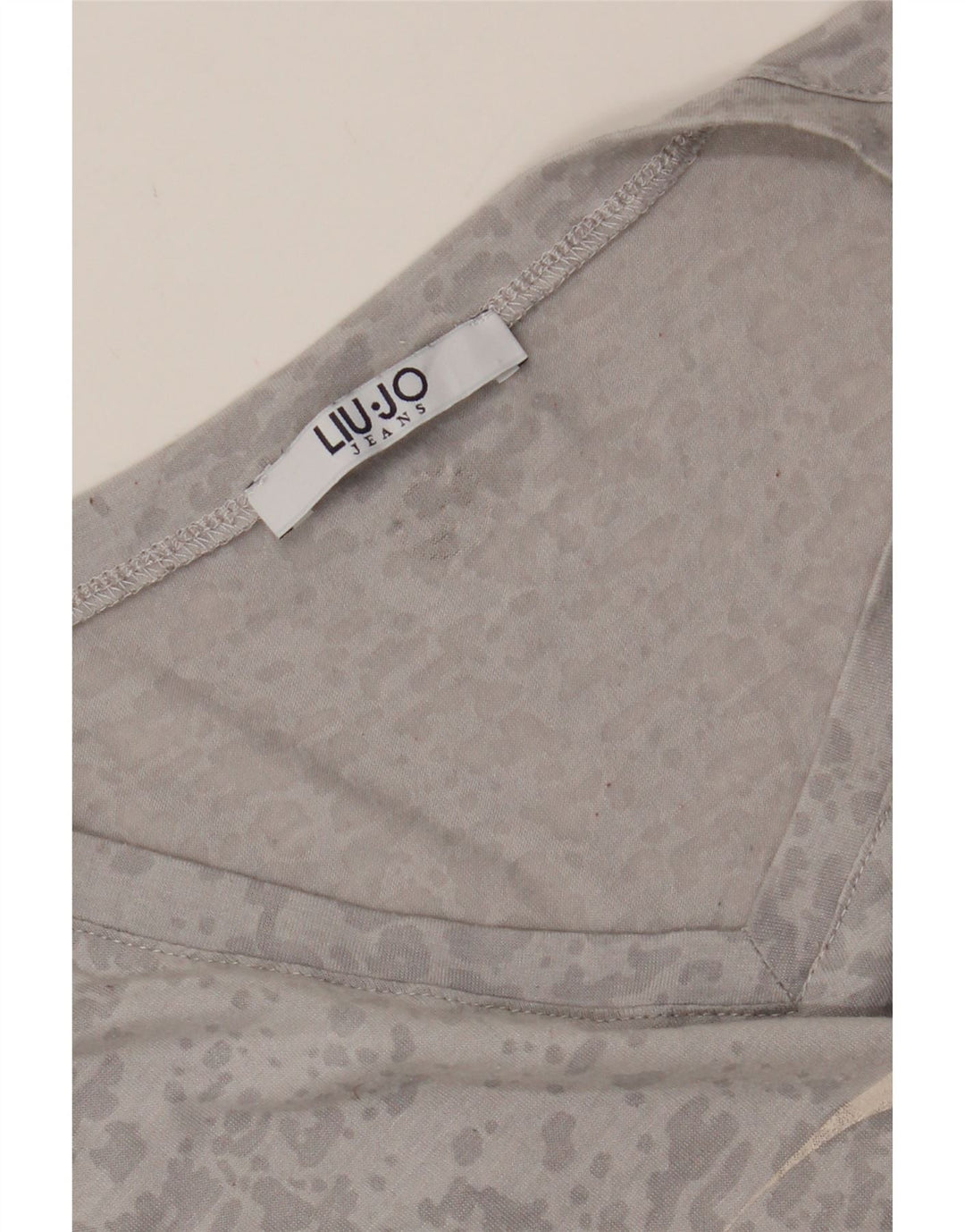 LIU JO Womens Graphic T-Shirt Top UK 12 Medium Grey Spotted Vintage Liu Jo and Second-Hand Liu Jo from Messina Hembry 