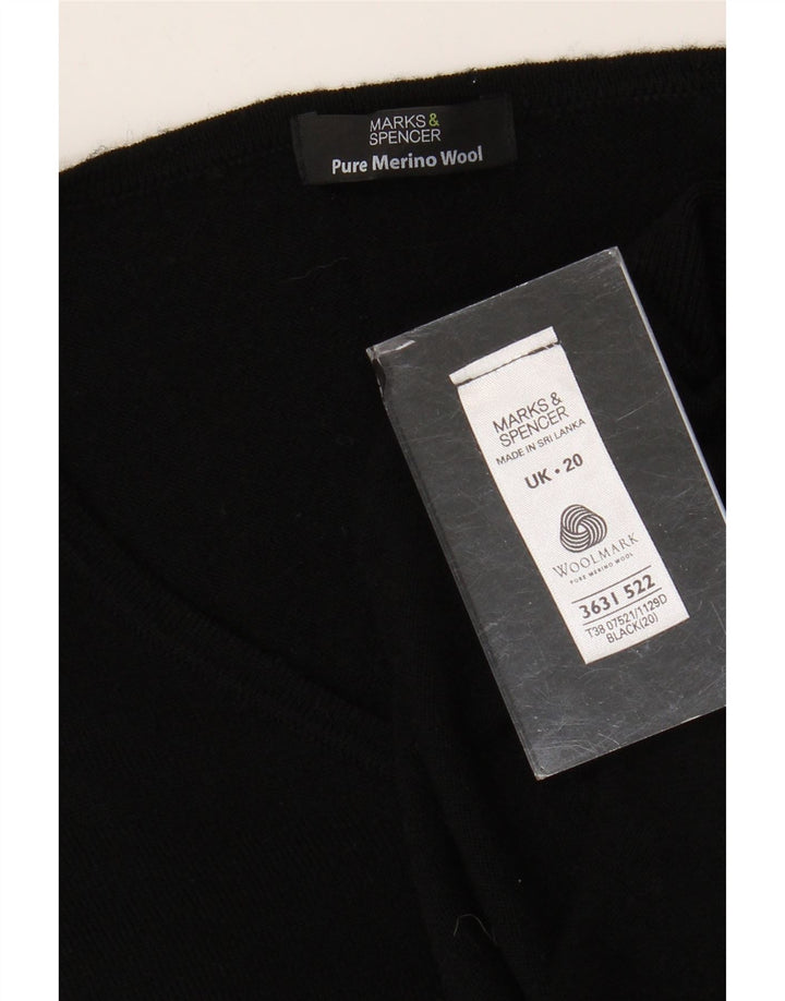 Marks & Spencer Dame V-hals sweater UK 20 2XL Sort Uld