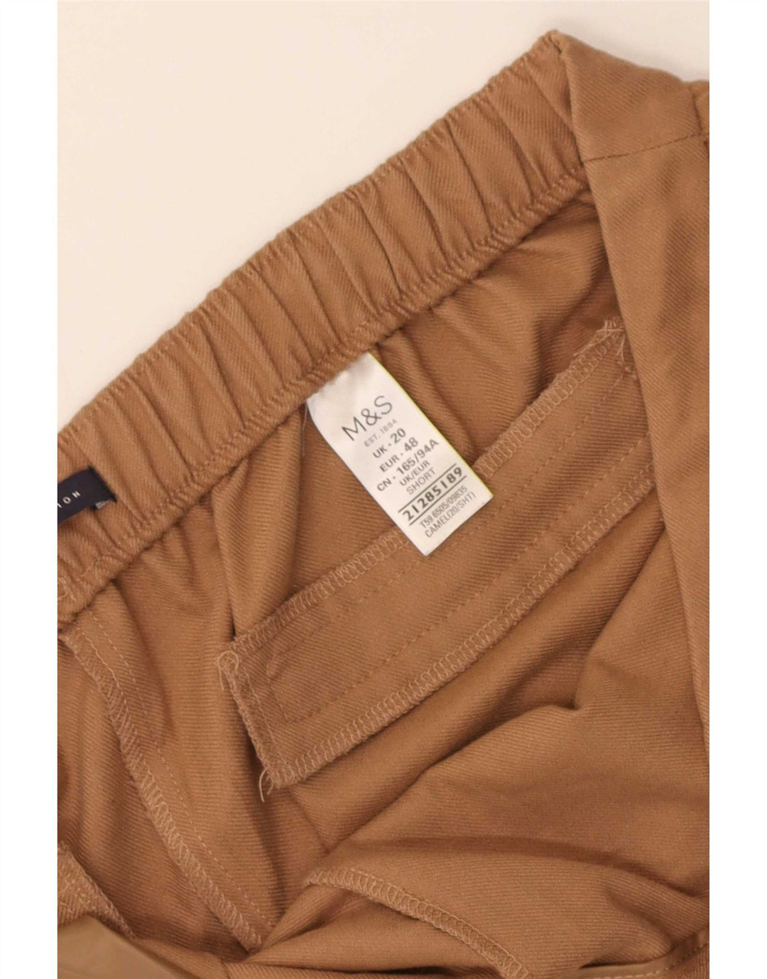 Marks & Spencer Dame Cropped Trousers UK 20 2XL W38 L25 Beige Polyester