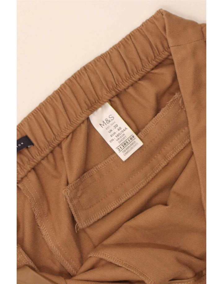 Marks & Spencer Dame Cropped Trousers UK 20 2XL W38 L25 Beige Polyester
