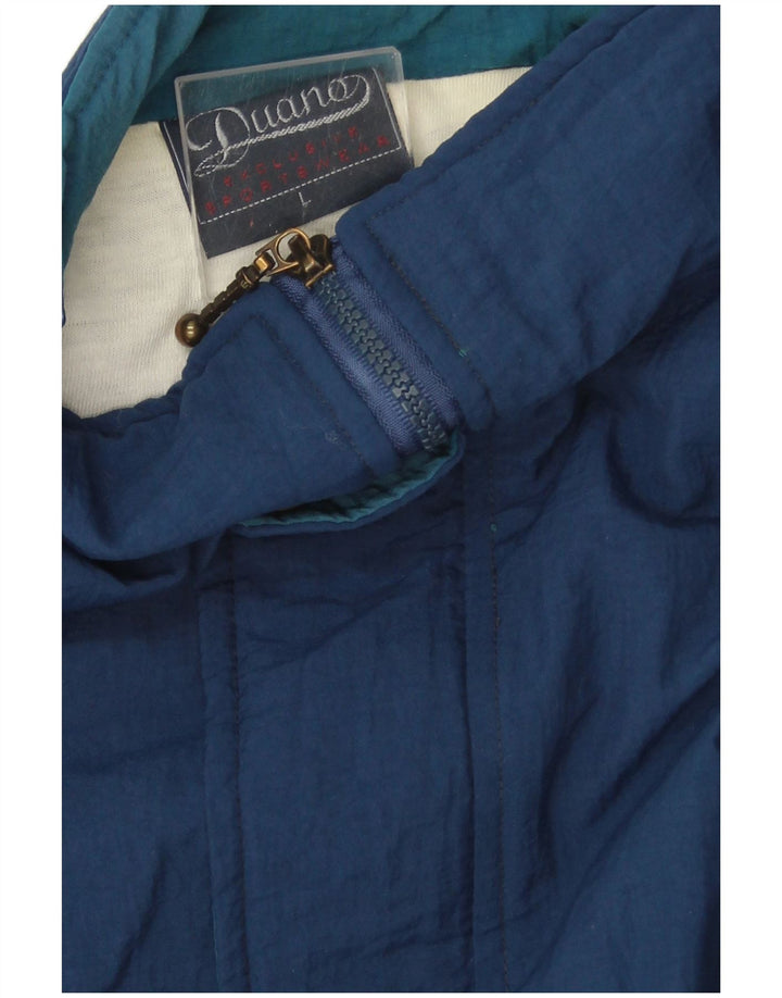 Vintage Bomber Jacket UK 40 Large Navy Blue Colourblock Nylon