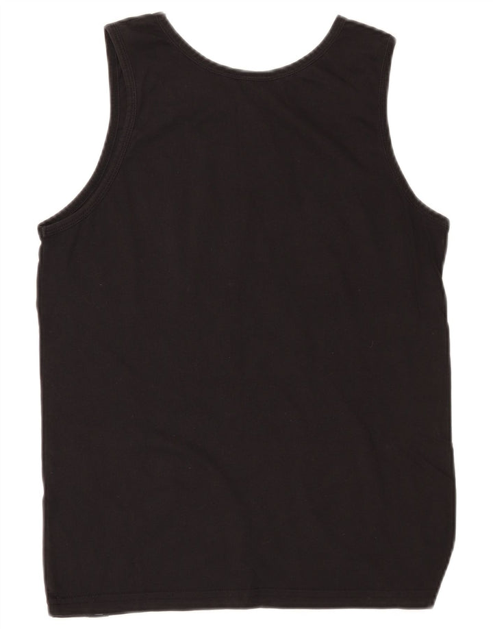 VANS Boys Custom Fit Graphic Vest Top 12-13 Years Large Black Cotton