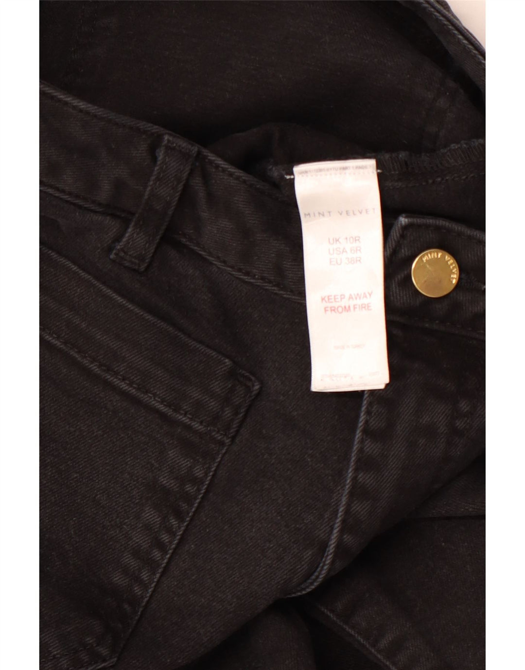 MINT VELVET Dame Højtaljede Lige Jeans UK 10 Small W28 L30 Sort