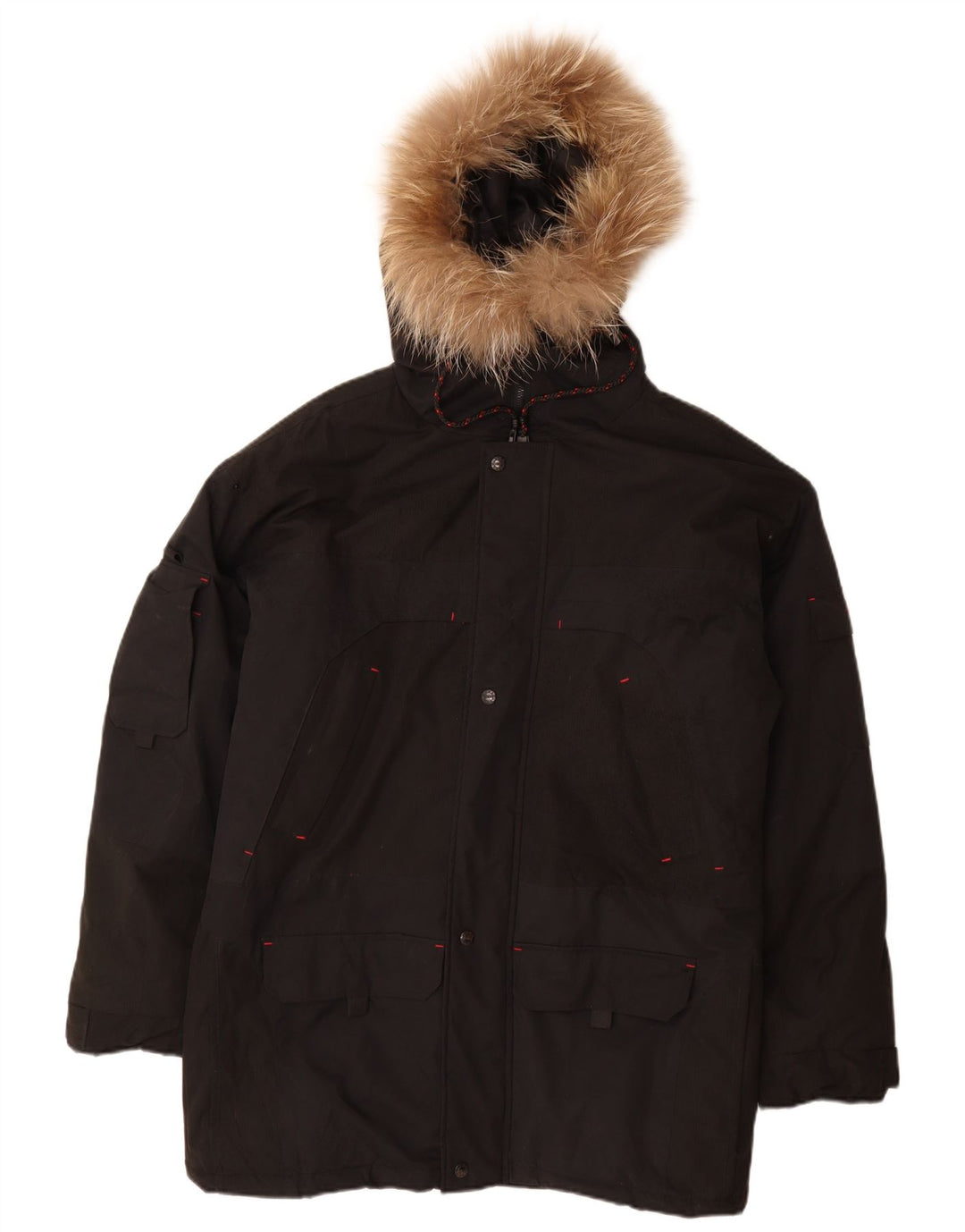 Vintage Herre Hooded Parka Jacket UK 38 Medium Black Nylon