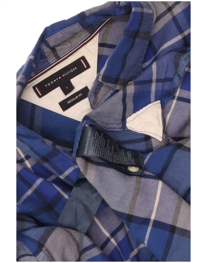 Tommy Hilfiger Herre Regular Fit skjorte Stor blå ternet bomuld