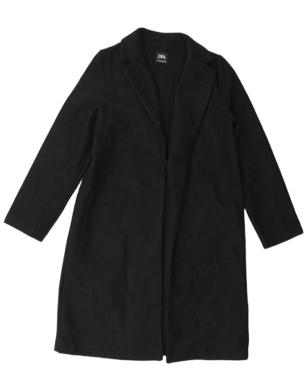 Zara Womens Open Overcoat UK 14 Medium Black Polyester