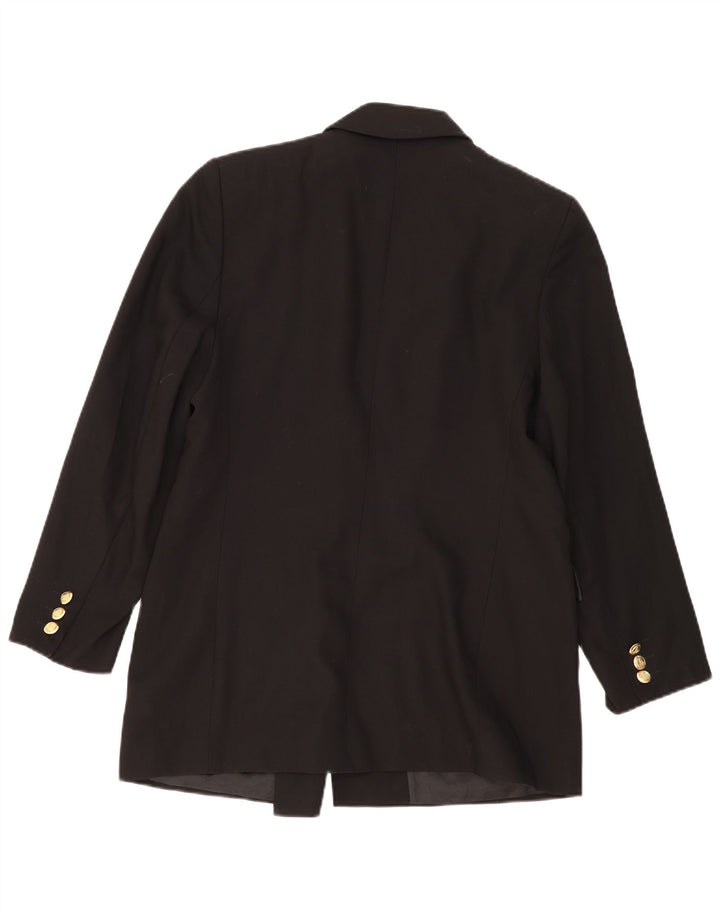 Marks & Spencer Dame Dobbeltradet Blazer Jakke Størrelse 14 Sort New Wool
