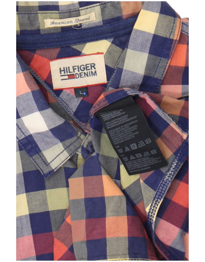 Tommy Hilfiger Kortærmet Herreskjorte Stor flerfarvet ternet bomuld