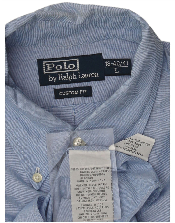 POLO RALPH LAUREN Herre Custom Fit skjorte str. 16 40/41 Large Blue Cotton