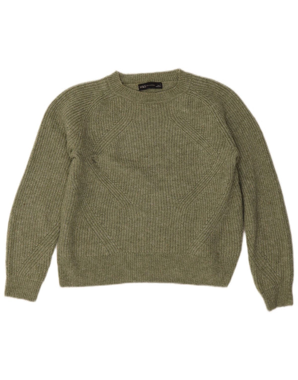 Marks & Spencer Dame Boat Neck Jumper Sweater UK 10 Small Khaki