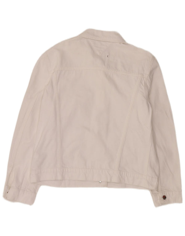 Tommy Hilfiger Dame denimjakke US 12 Stor Hvid Bomuld