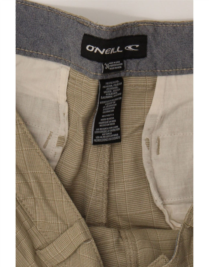 O'NEILL Mens Chino Shorts W34 Large Beige Check Polyester Vintage O'Neill and Second-Hand O'Neill from Messina Hembry 