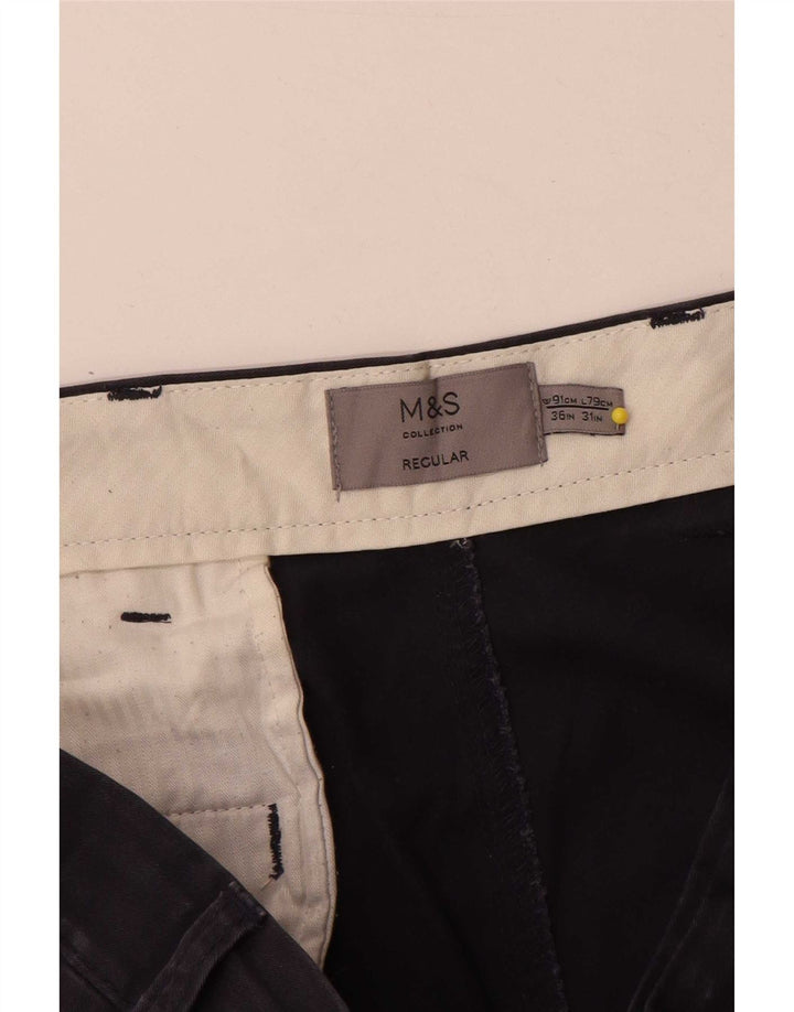 Marks & Spencer Herre Regular Chino Bukser W36 L31 Marineblå Bomuld