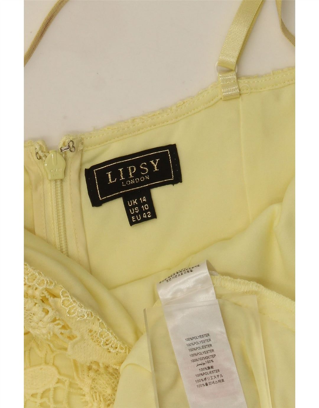 Lipsy Womens Lace Sundress UK 14 Medium Yellow Floral Polyester