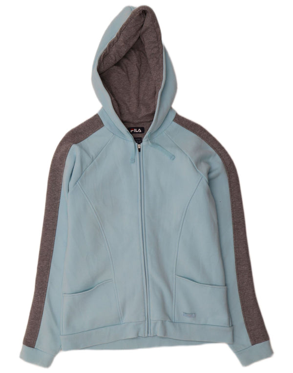Fila hættetrøje til kvinder med lynlås UK 16 Large Blue Colourblock Bomuld