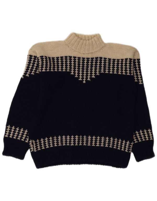 VINTAGE Dame Turtle Neck Sweater UK 14 Medium Navy Blue