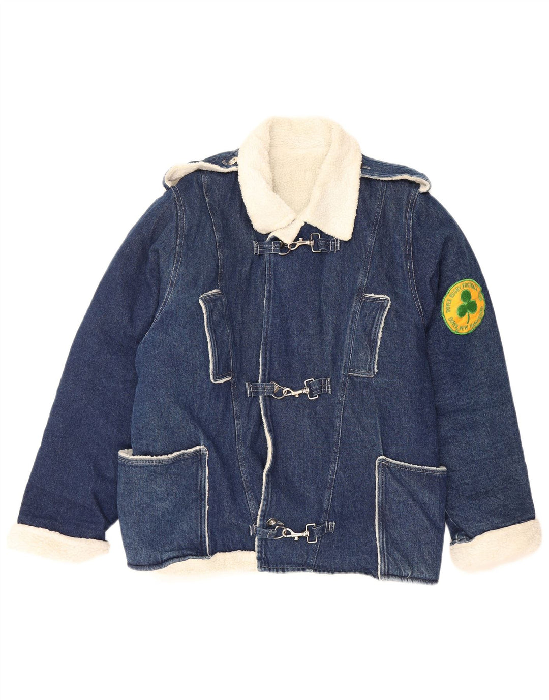 VINTAGE Herre Dover Sherpa Denim Jacket UK 40 Large Blue