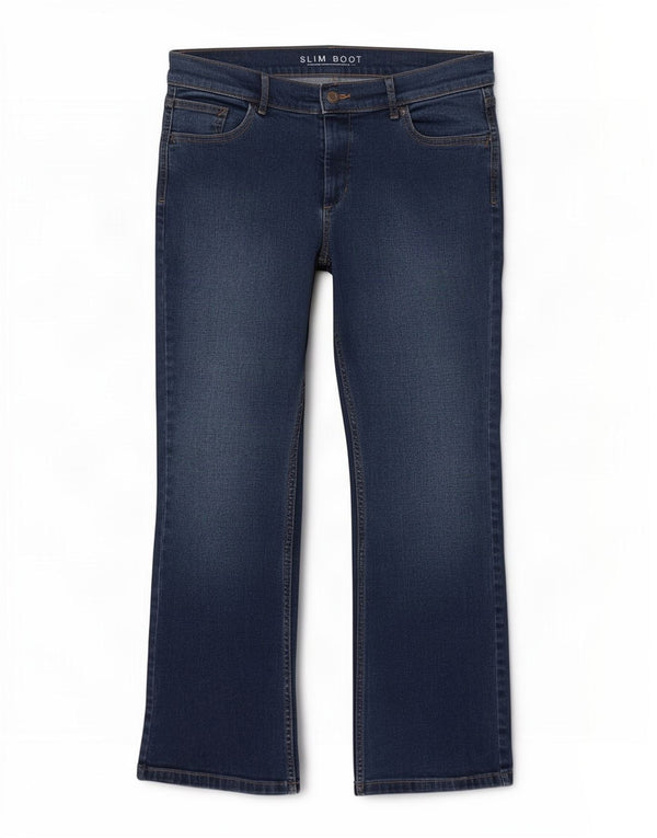 Marks & Spencer Womens Slim Bootcut Jeans UK 14 Large W33 L27 Blue Cotton