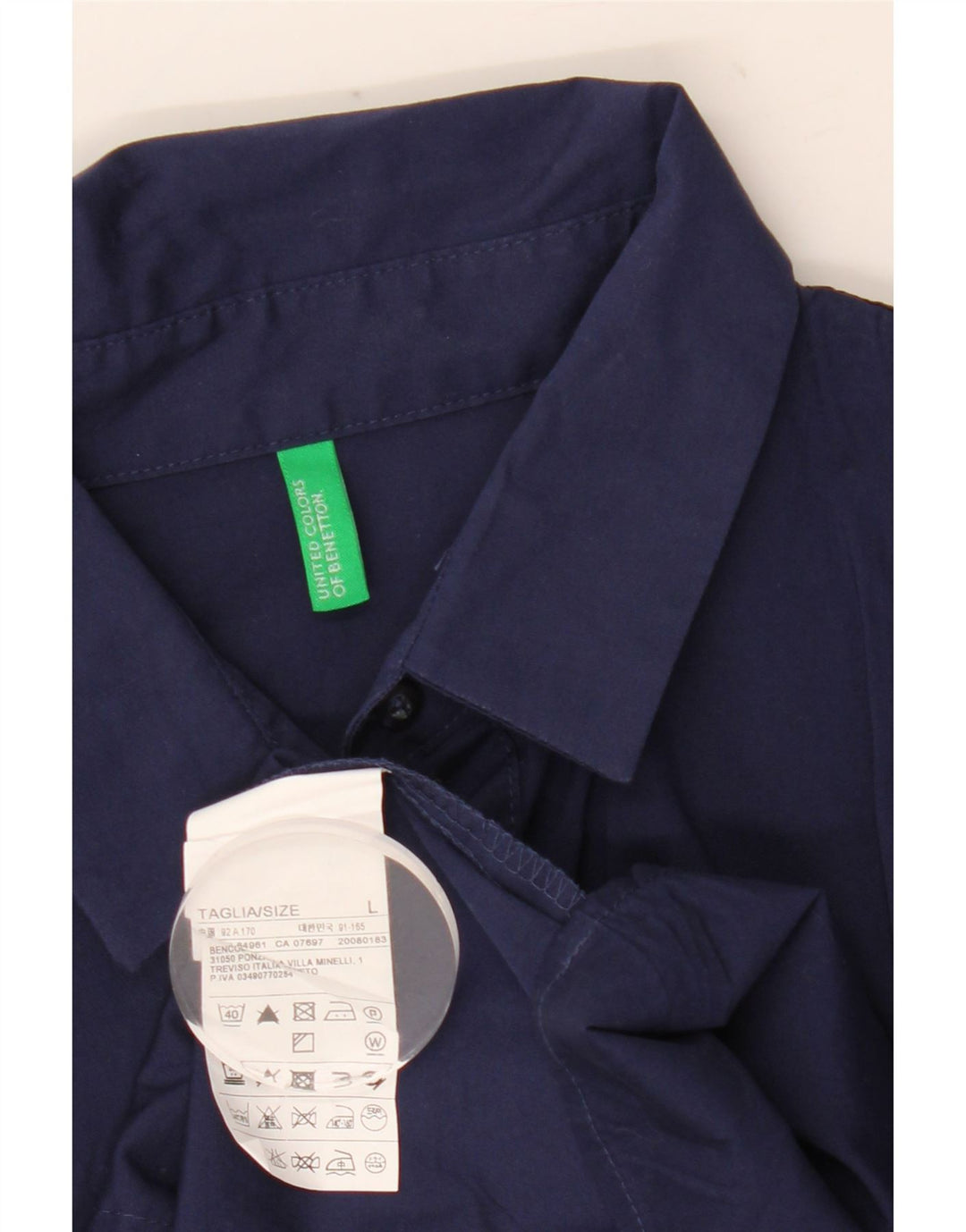 Benetton Dame Pullover Shirt UK 16 Large Navy Blue Bomuld