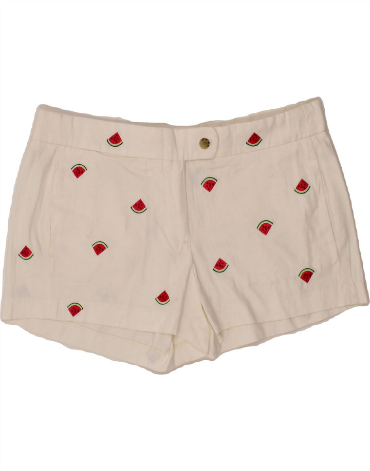 J. CREW Womens Abstract Pattern Casual Shorts US 10 Large W32  White Vintage J. Crew and Second-Hand J. Crew from Messina Hembry 