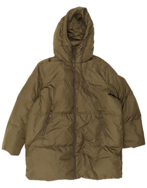 Zara Herre Hætte Loose Fit Polstret Jakke UK 36 Small Khaki Classic