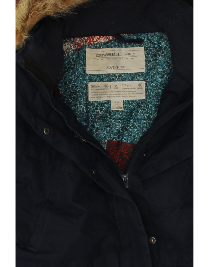 O'NEILL Womens Hooded Parka Jacket UK 16 Large Navy Blue Polyester Vintage O'Neill and Second-Hand O'Neill from Messina Hembry 
