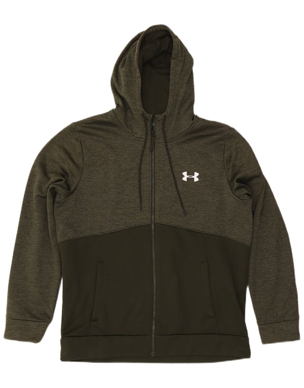 Under Armour Herre Cold Gear Zip Hoodie Sweater XL Khaki Flecked Polyester