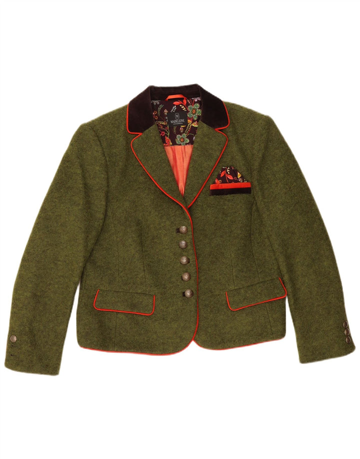 Madeleine Dame 5 Button Blazer Jacket UK 14 Medium Green Colourblock