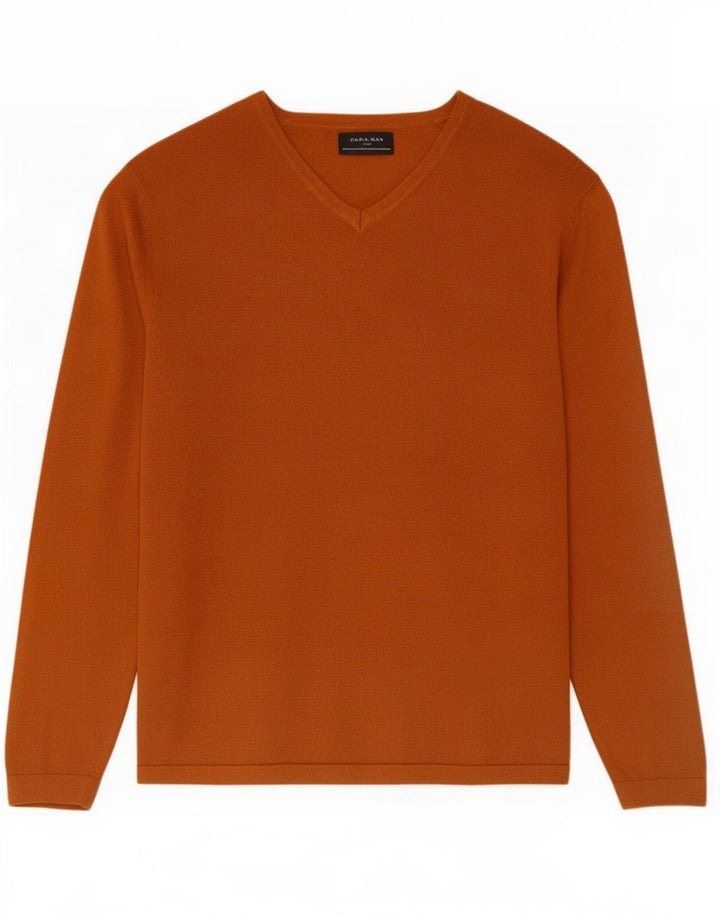 Zara Herre V-hals sweater Medium Orange Viscose