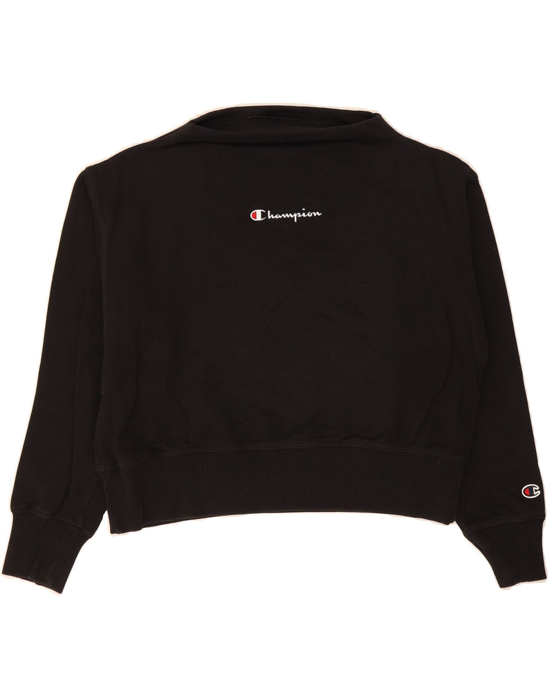 CHAMPION Womens Oversized Crop Sweatshirt Jumper UK 16 Large Black Cotton Vintage Champion and Second-Hand Champion from Messina Hembry 