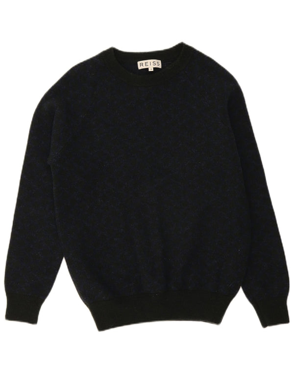 Reiss Dame Boat Neck Jumper Sweater UK 14 Medium Green Argyle/Diamond