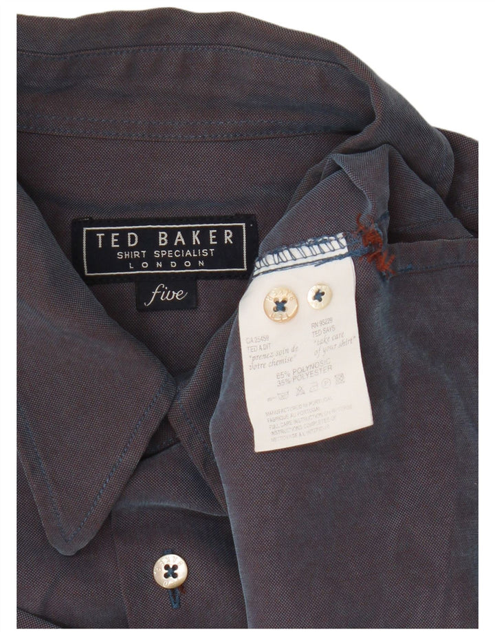 Ted Baker Herreskjorte str. 5 XL Navy Blue Polynosic