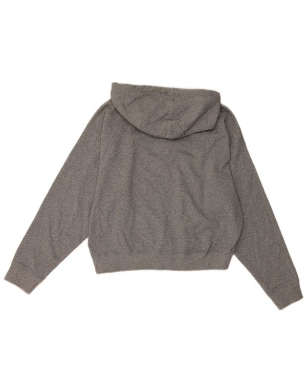 Champion Dame Grafisk Crop Hoodie Jumper UK 14 Medium Grey Bomuld