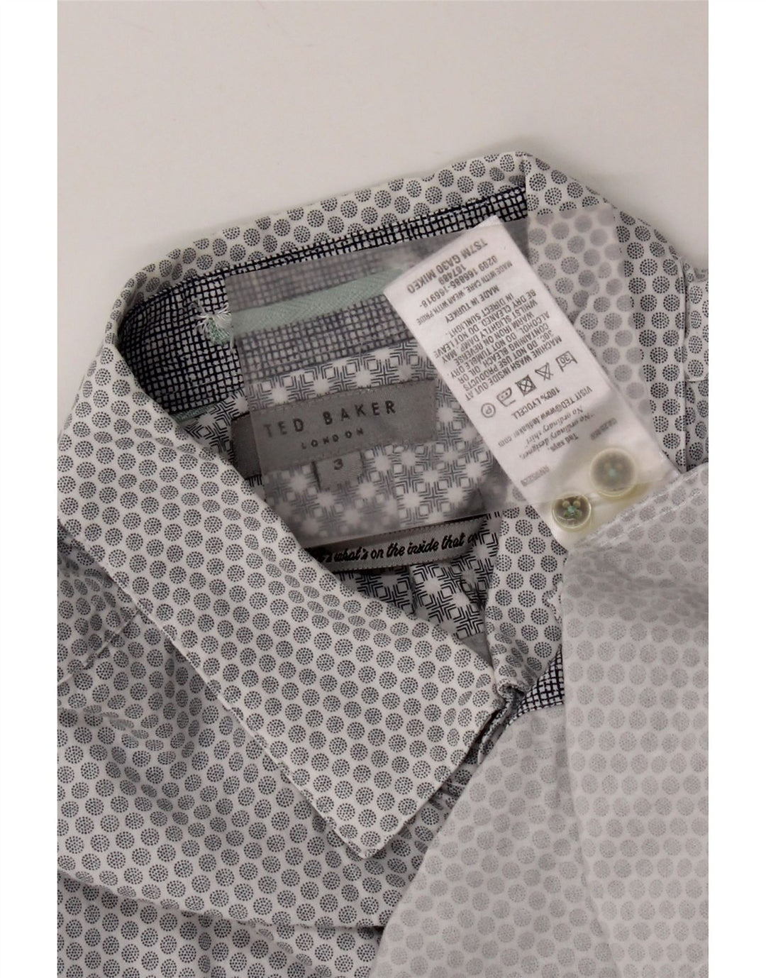 Ted Baker Herreskjorte str. 3 Medium Grey Spotted Lyocell