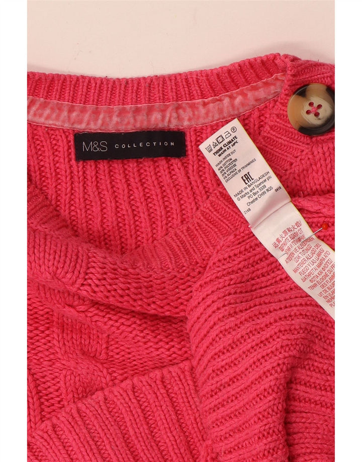 Marks & Spencer Dame Oversized Boat Neck Jumper Sweater UK 12 Medium Pink