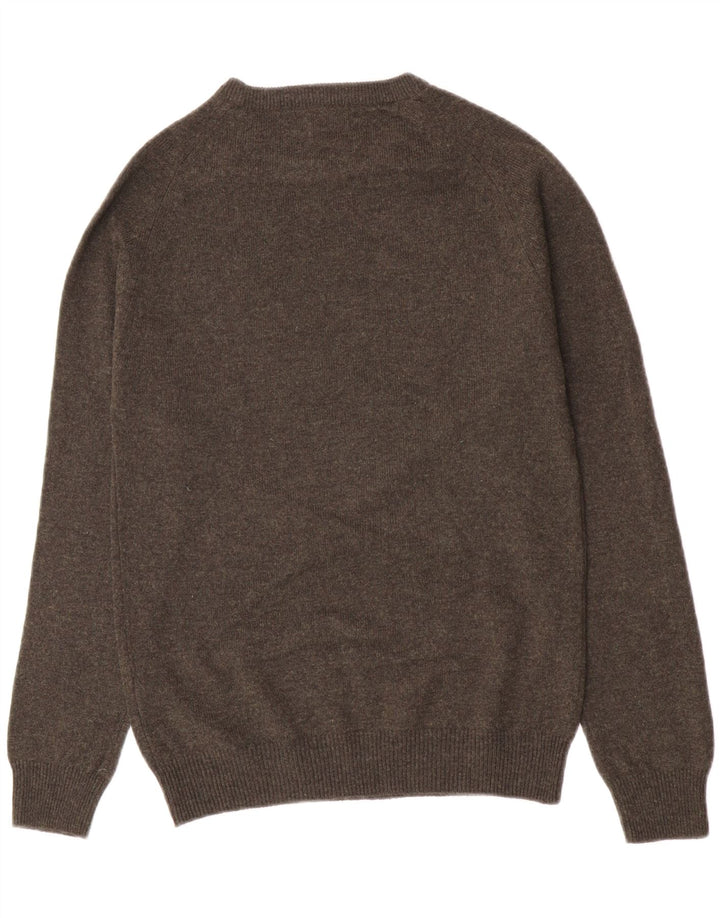 Marks & Spencer Herre sweater med rund hals, lille grøn flækket lammeuld