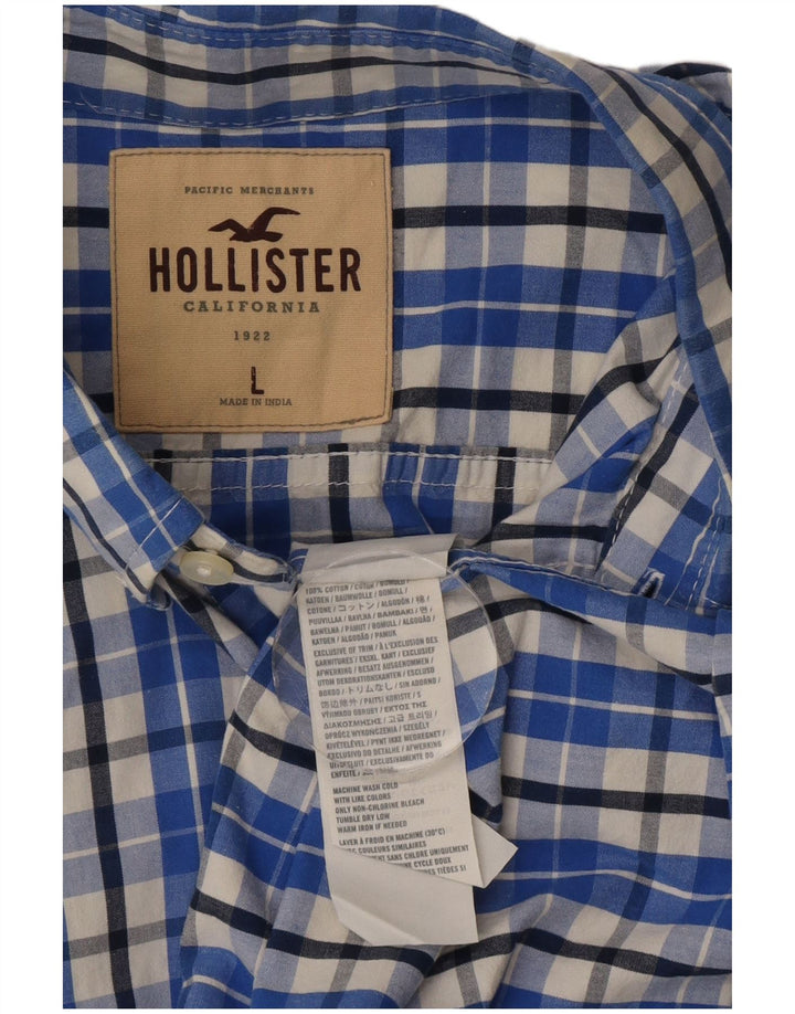 Hollister herreskjorte stor blå ternet bomuld