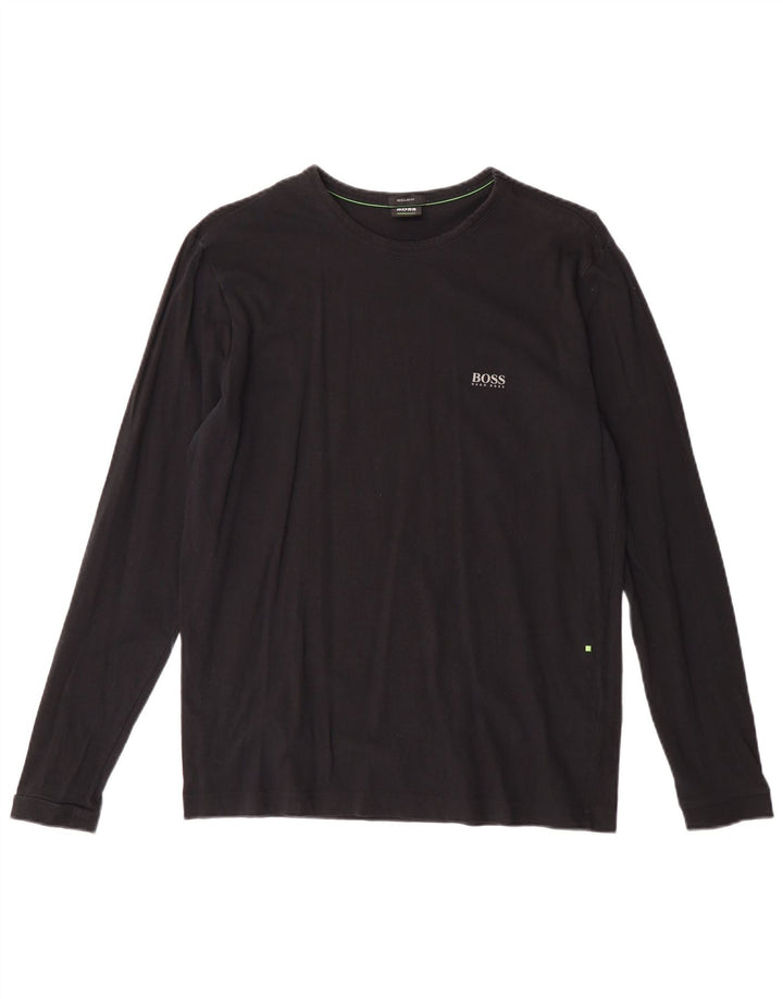 HUGO BOSS Herre Regular Fit Top Langærmet Lille Sort Bomuld