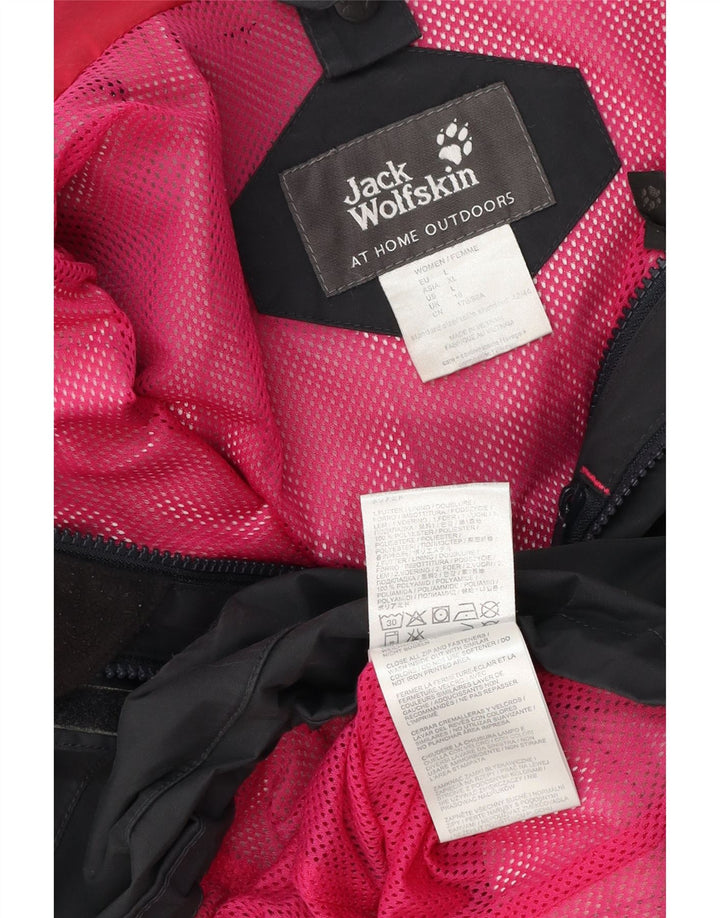 Jack Wolfskin Dame Hætte Regnjakke UK 16 Stor Grå Polyamid