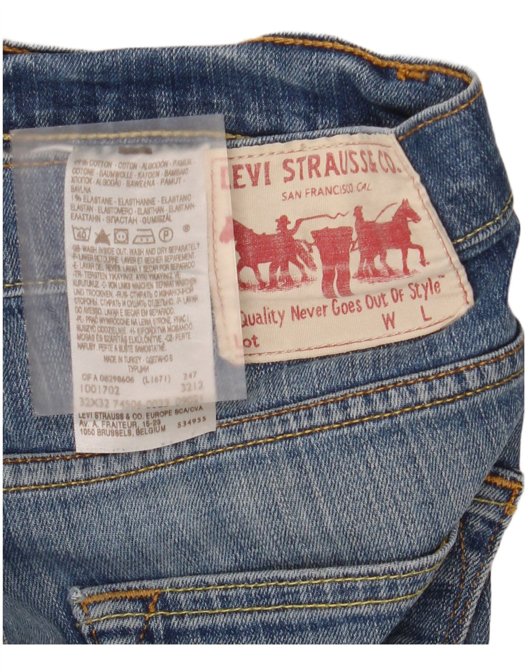 Levi's Straight Jeans til mænd W32 L32 blå bomuld