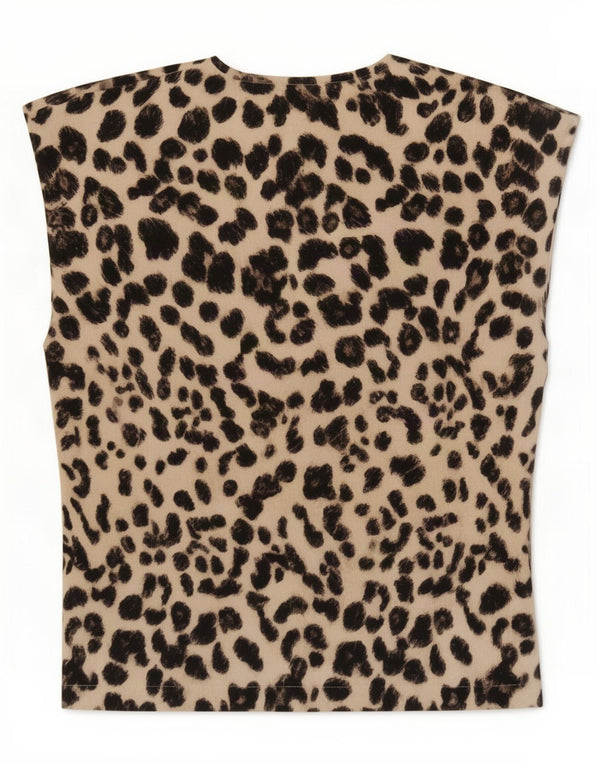 Zara Dame Bluse Top UK 18 XL Beige Animal Print Polyester