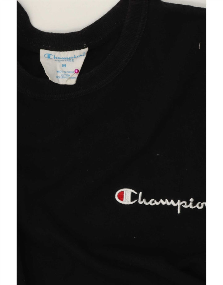 Champion Herre T-Shirt Top Medium Sort Bomuld