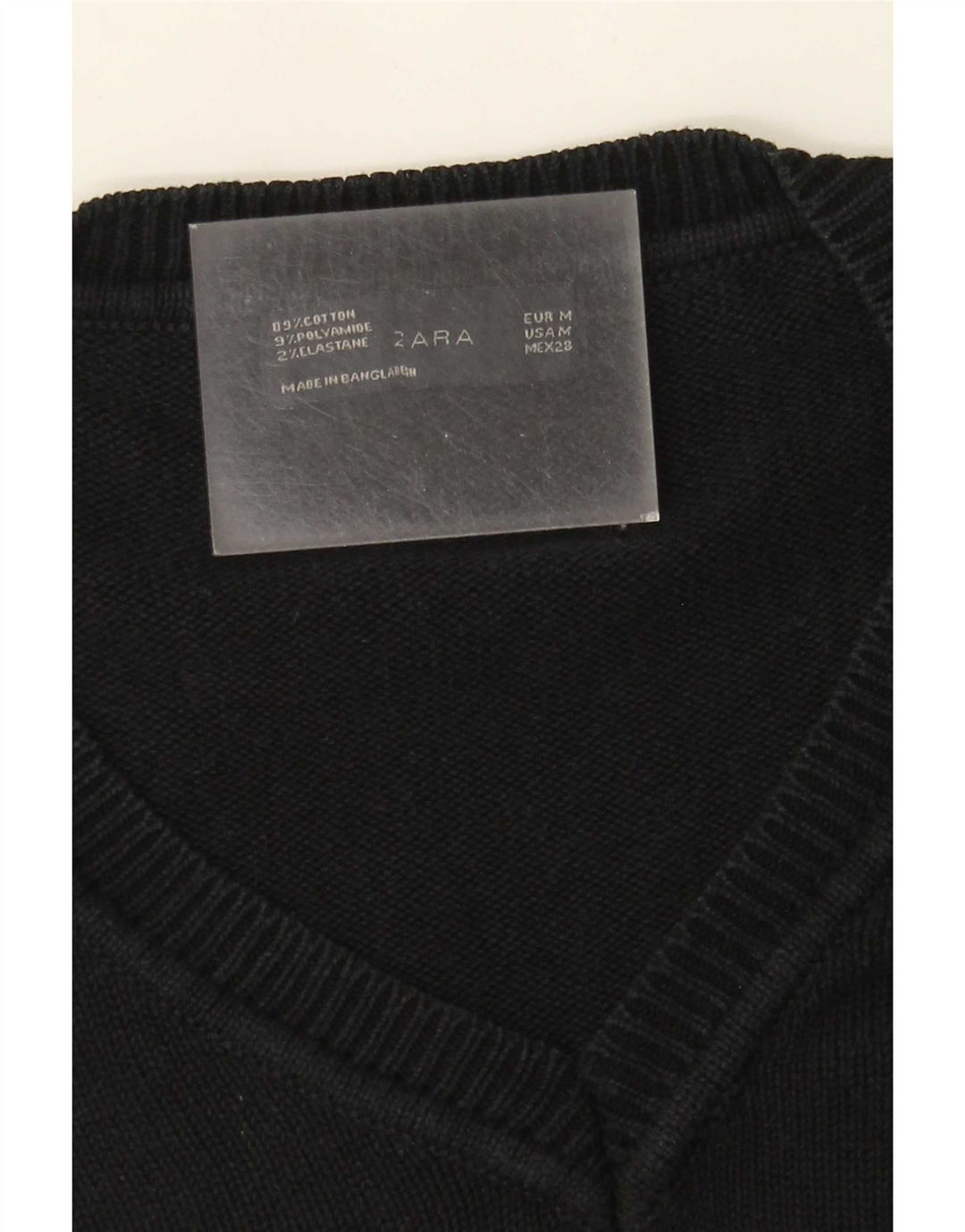 Zara Dame V-hals sweater UK 12 Medium Sort Bomuld