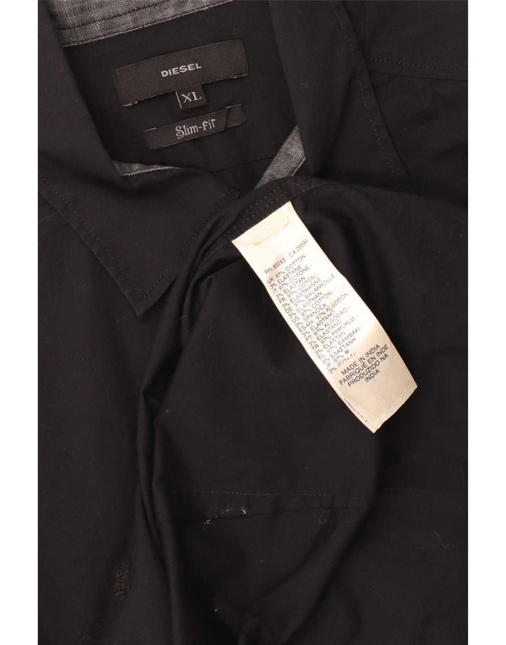 Diesel herre Slim Fit skjorte XL sort bomuld