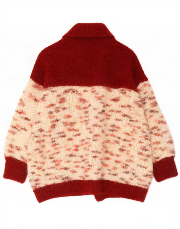 Vintage Dame Cardigan Sweater UK 20 2XL Rød Flecked